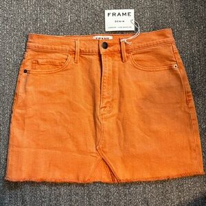 Frame Denim Vibrant Orange Mini Skirt